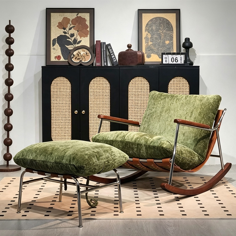 Leisure chair rocking chair Living room balcony Retro lounge chair lazy sofa